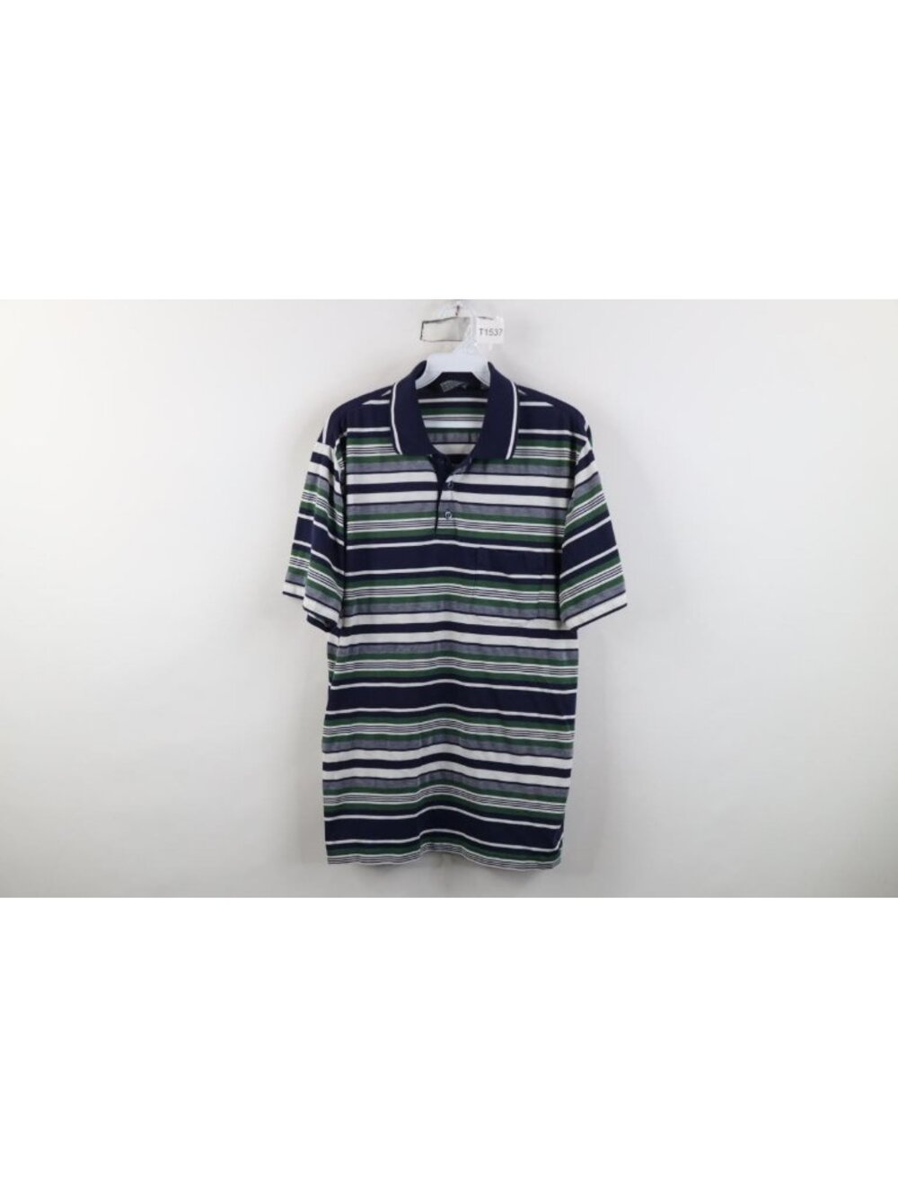 Vintage 90s Collared Golf Polo Shirt Mens Size L Striped Color Block Knit Faded